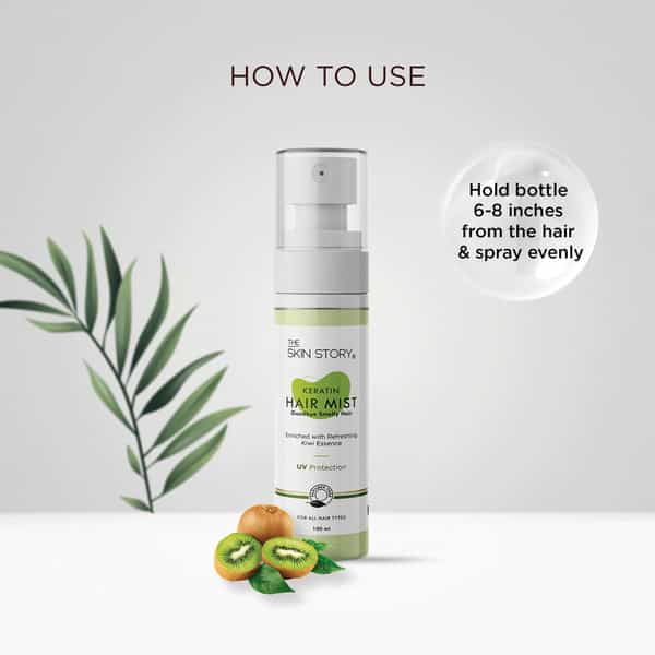 The Skin Story Keratin Hair Mist With Kiwi Extract, Uv Protection For Soft, Smooth, Shiny Hair 100Ml