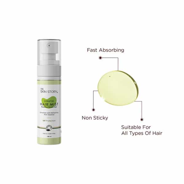 The Skin Story Keratin Hair Mist With Kiwi Extract, Uv Protection For Soft, Smooth, Shiny Hair 100Ml