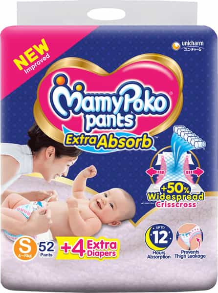 Mamy Poko Baby Pants Extra Absorb - S 52+4 Extra Diapers