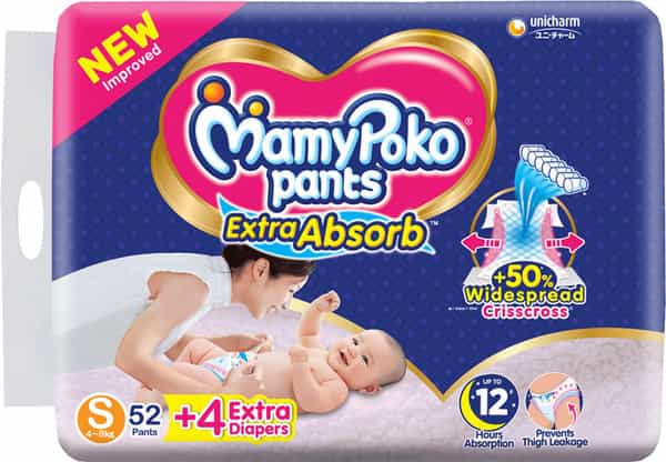 Mamy Poko Baby Pants Extra Absorb - S 52+4 Extra Diapers