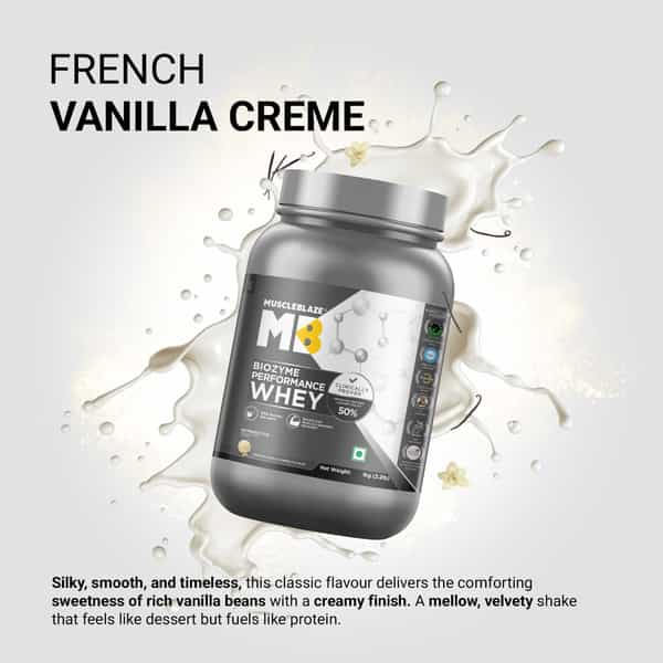 Muscleblaze Biozyme Performance Whey Protein Powder | French Vanilla Crme (1Kg) | 25G Protein
