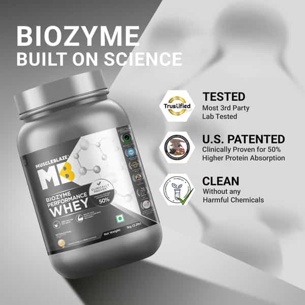 Muscleblaze Biozyme Performance Whey Protein Powder | French Vanilla Crme (1Kg) | 25G Protein
