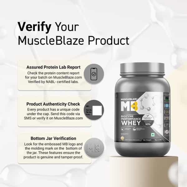 Muscleblaze Biozyme Performance Whey Protein Powder | French Vanilla Crme (1Kg) | 25G Protein