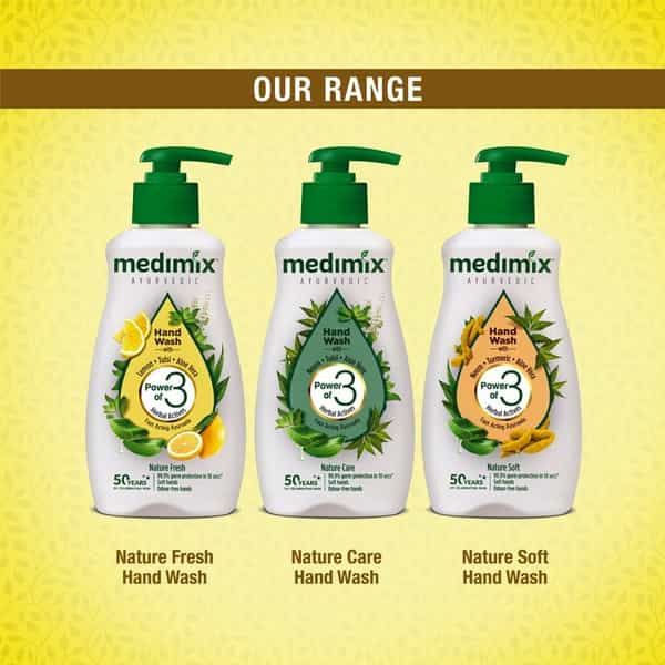 Medimix Ayurvedic Nature Fresh Hand Wash With Lemon Tulsi Aloe Vera Bottle - 190 Ml