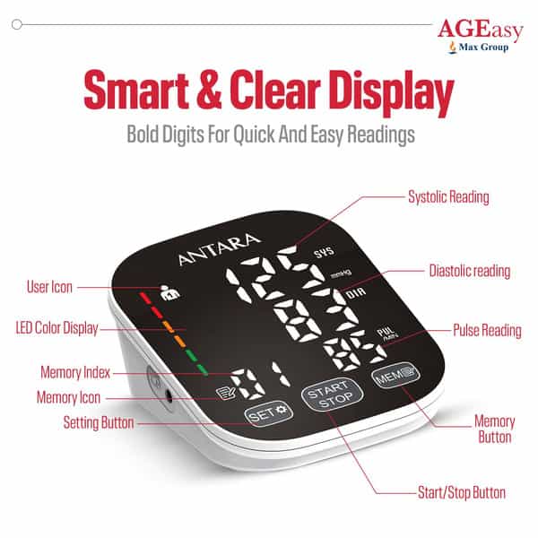 Ageasy (Max Group) Automatic Digital Blood Pressure Machine Battery / Usb Type C | Bp Apparatus