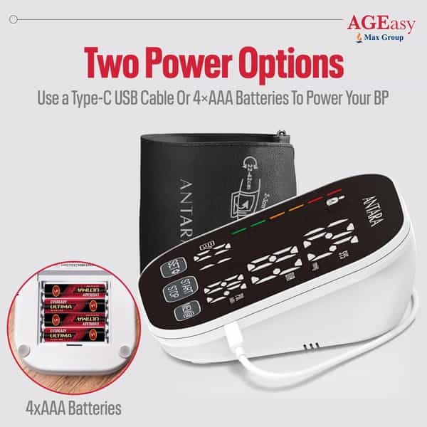 Ageasy (Max Group) Automatic Digital Blood Pressure Machine Battery / Usb Type C | Bp Apparatus