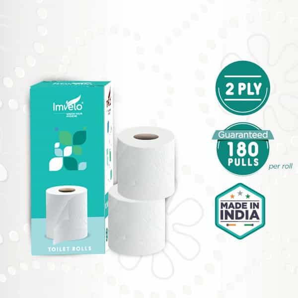 Imvelo 2Ply Embossed Toilet Paper Roll|Pack Of 4 - 2 Rolls Each Pack|180 Pulls Each Roll|1440 Pulls