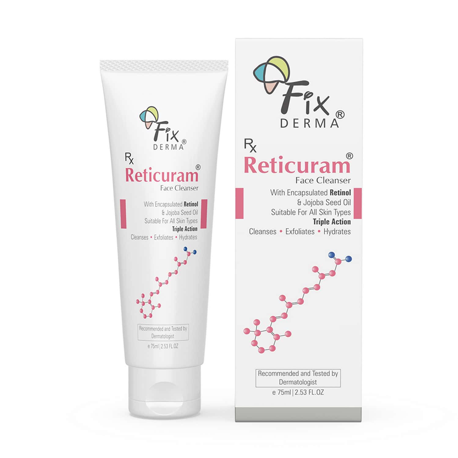 Fixderma 0.5% Retinol Reticuram Face Cleanser With Jojoba Oil For All Skin Types - 75ml