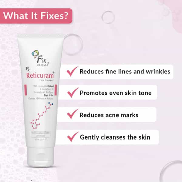 Fixderma 0.5% Retinol Reticuram Face Cleanser With Jojoba Oil For All Skin Types - 75Ml