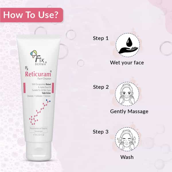 Fixderma 0.5% Retinol Reticuram Face Cleanser With Jojoba Oil For All Skin Types - 75Ml
