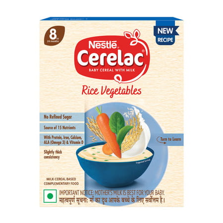 Nestle Cerelac Rice Vegetables Baby Cereal | No Refined Sugar | Stage 2 | 8 - 24 Months | 300 G