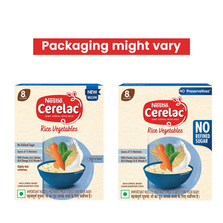 Nestle Cerelac Rice Vegetables | No Refined Sugar & No Preservatives | 8 To 24 Months | 300 Gm