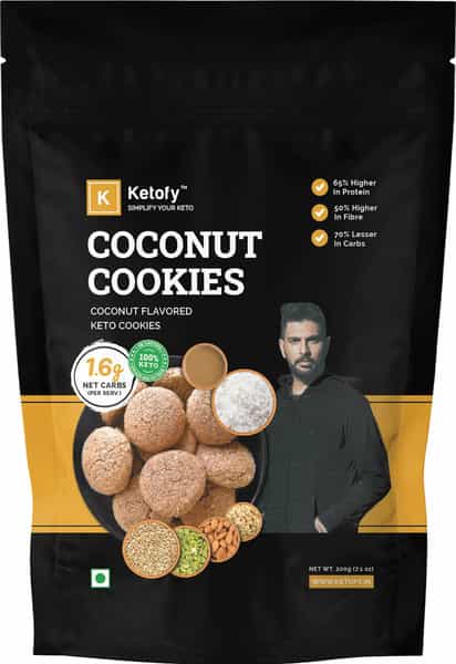 Ketofy - Coconut Keto Cookies |100% Sugar-Free | Gluten-Free | 200G Pouch