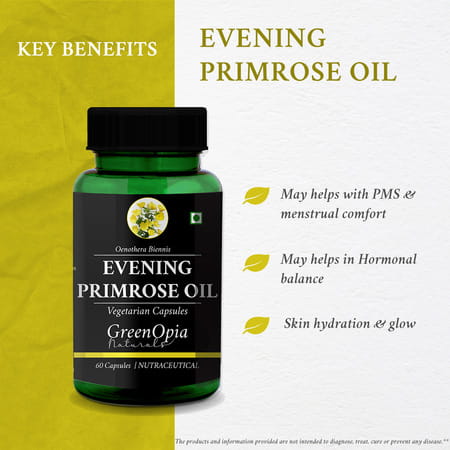 Greenopia Evening Primrose Oil 60 Liquid Filled Vegetarian Capsules