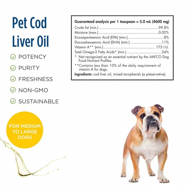 Nordic Naturals Pet Cod Liver Oil 1104 Mg Omega-3 Fish Oil For Dogs With Epa & Dha 237Ml