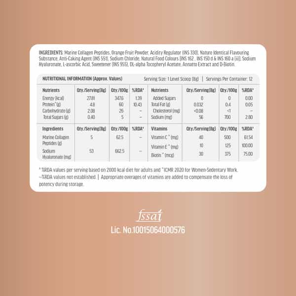 Hk Vitals Skin Radiance Collagen Supplement With Biotin | Orange | 100 G