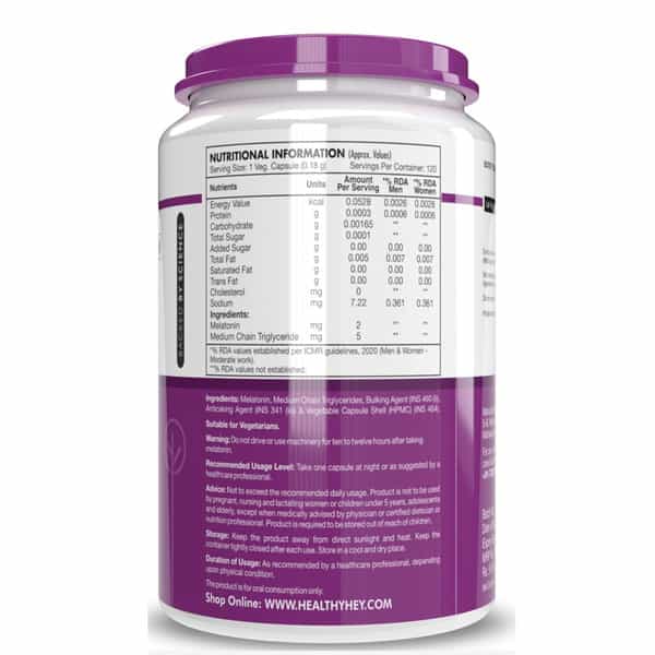 Healthyhey Sleep Aid Melatonin 2 Mg 120 Vegetable Capsules - Promotes Sleep