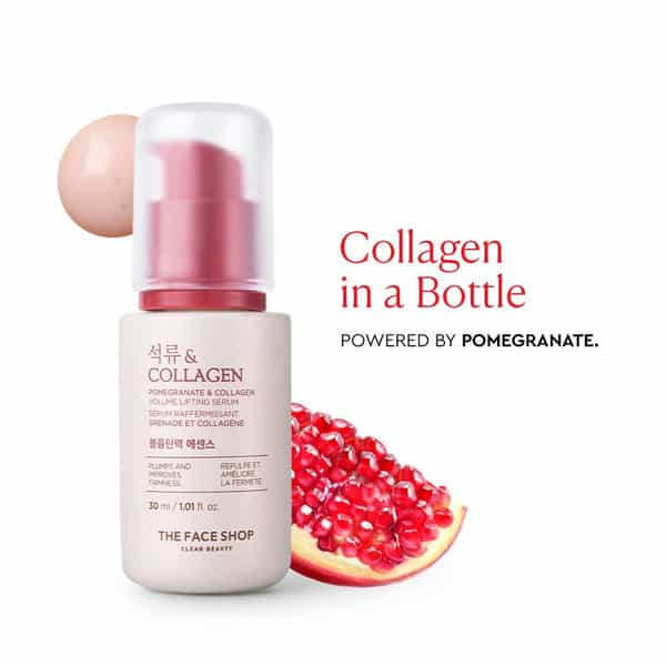 The Face Shop Pomegranate & 10% Collagen Serum Best Anti Aging Korean Serum | Hyaluronic Acid - 30Ml