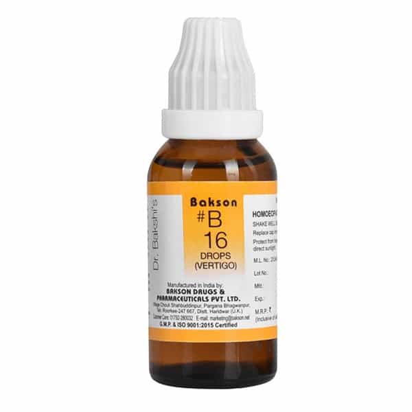 Dr Bakshi's Bakson Homoeopathy B16 Vertigo Drops 30 Ml