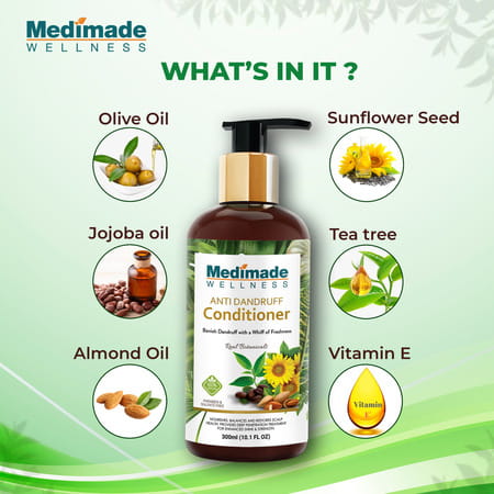 Medimade Anti Dandruff Hair Conditioner With Almond And Olive Oil -300 Ml X 2 ( Pack Of 2 )