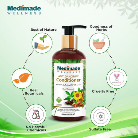 Medimade Anti Dandruff Hair Conditioner With Almond And Olive Oil -300 Ml X 2 ( Pack Of 2 )
