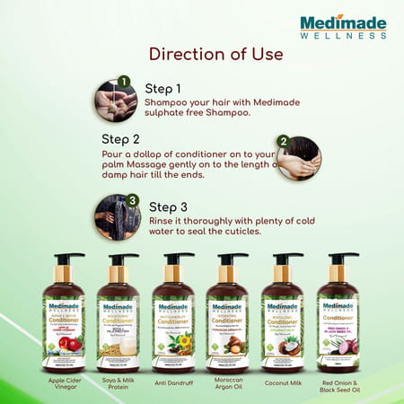 Medimade Anti Dandruff Hair Conditioner With Almond And Olive Oil -300 Ml X 2 ( Pack Of 2 )