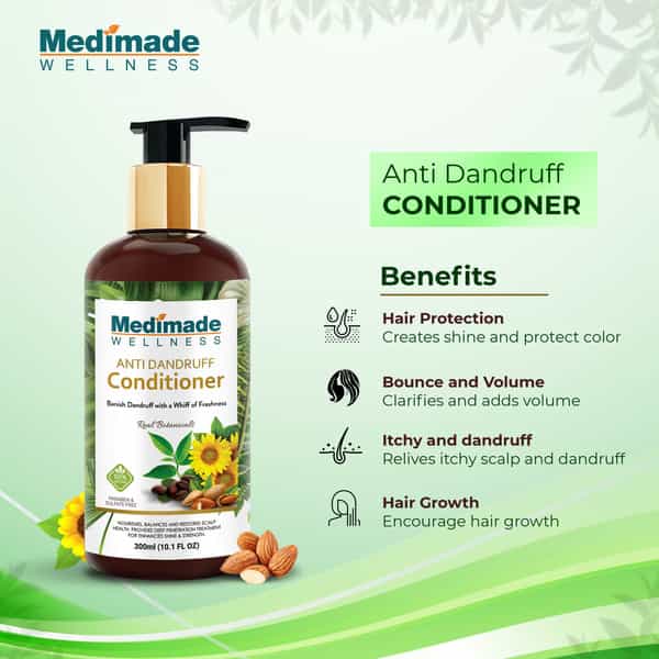 Medimade Anti Dandruff Hair Conditioner With Almond And Olive Oil -300 Ml X 2 ( Pack Of 2 )