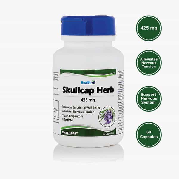Healthvit Skullcap Herbs 425 Mg For Nervous System Support 60 Capsules