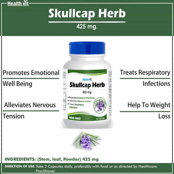 Healthvit Skullcap Herbs 425 Mg For Nervous System Support 60 Capsules