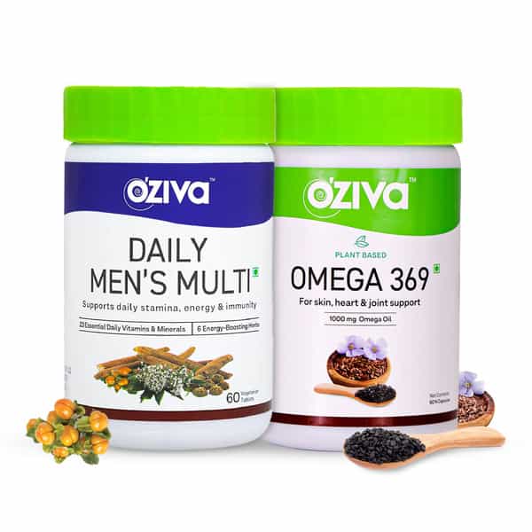 Oziva Men Wellness Combo: Daily Mens Multi Tablets (60 No) & Omega 369 Capsules (60 No)
