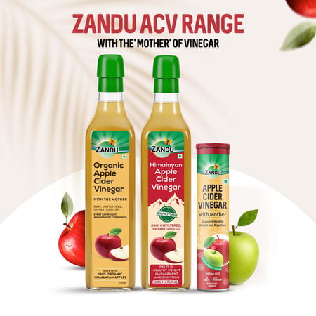 Zandu Apple Cider Vinegar Effervescent Tablets For Weight & Digestion Green Apple Flavour 20 Nos
