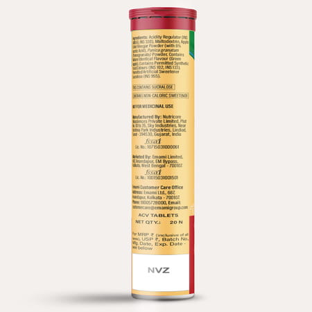 Zandu Apple Cider Vinegar Effervescent Tablets For Weight & Digestion Green Apple Flavour 20 Nos