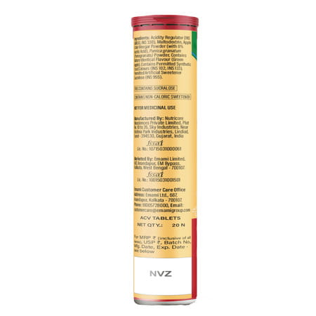 Zandu Apple Cider Vinegar Effervescent Tablets For Weight & Digestion Green Apple Flavour 20 Nos
