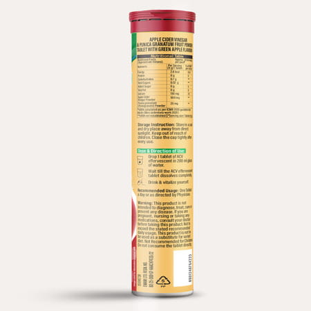 Zandu Apple Cider Vinegar Effervescent Tablets For Weight & Digestion Green Apple Flavour 20 Nos