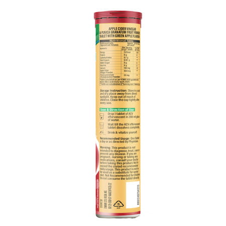 Zandu Apple Cider Vinegar Effervescent Tablets For Weight & Digestion Green Apple Flavour 20 Nos