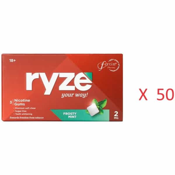 Ryze Nicotine 2Mg Frosty Mint 3 Gums Each Smoking Cessations X Pack Of 50
