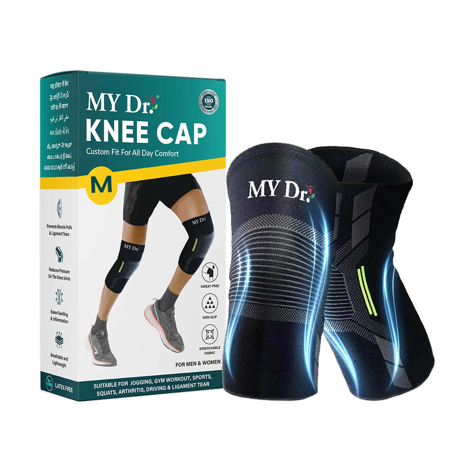 My Dr. Knee Cap (Pair) Size M Compression Knee Support Brace For Pain Relief | Support & Stability I