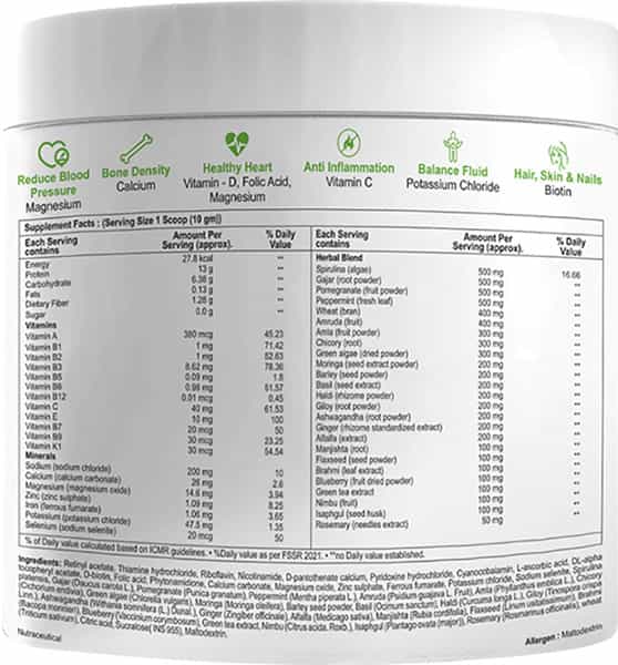 Sheneed Superfood Greens & Herbs With 42+ Vitamins & Minerals-Better Digestion & Detox - 300Gm