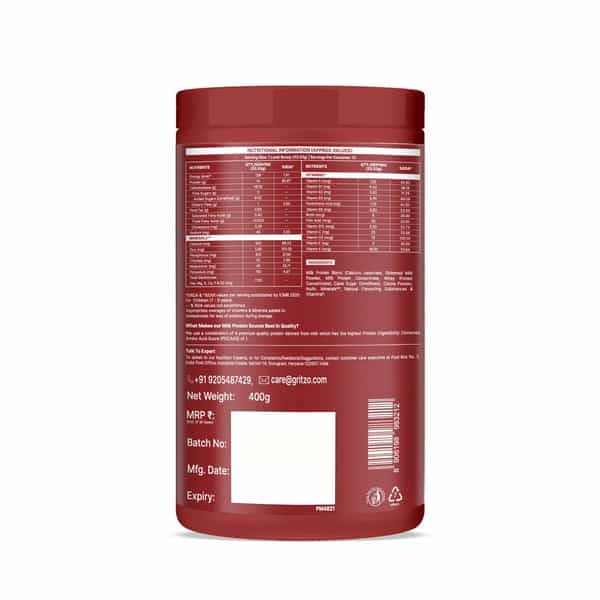 Gritzo Supermilk Athlete Iron Man (7-12Y Boy & Girl) | 14G Protein Powder (Double Chocolate | 400G)