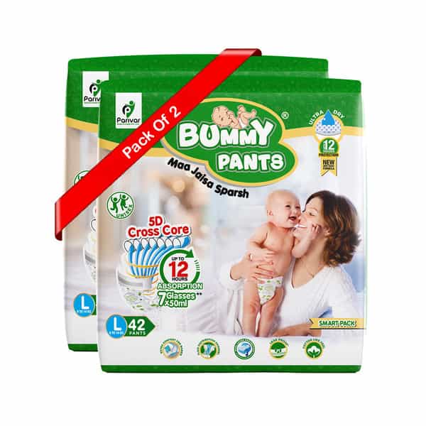 Bummy Pants Baby Diaper - Nb | Ultra Dry Comfort | 360 Protection | 12Hr Absorption - (2 X 42Pcs)
