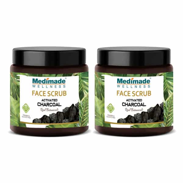Medimade Activated Charcoal Face Scrub - 100 Gm X 2 ( Pack Of 2 )