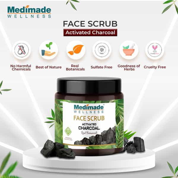 Medimade Activated Charcoal Face Scrub - 100 Gm X 2 ( Pack Of 2 )