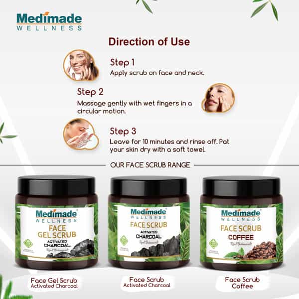 Medimade Activated Charcoal Face Scrub - 100 Gm X 2 ( Pack Of 2 )