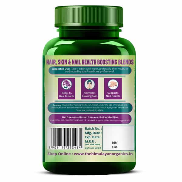 Vlado's Himalayan Organics Biotin 10 | 000Mcg With Keratin + Piperine Supplement - 90 Veg Tablets