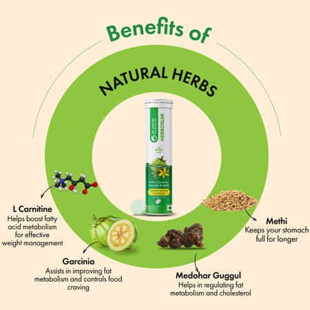 Dr. Vaidya'S Herboslim Effervescent With L-Carnitine | Garcinia | Green Apple Flavour | 15 Tablets