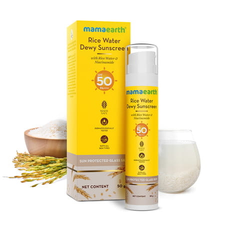 Mamaearth Rice Water Dewy Sunscreen With Rice Water & Niacinamide 50g