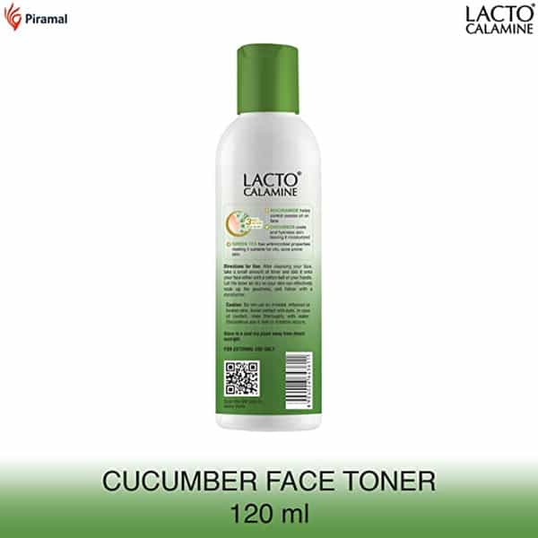 Lacto Calamine Cucumber Face Toner. For Oily And Acne Prone Skin - 120 Ml X Pack Of 10