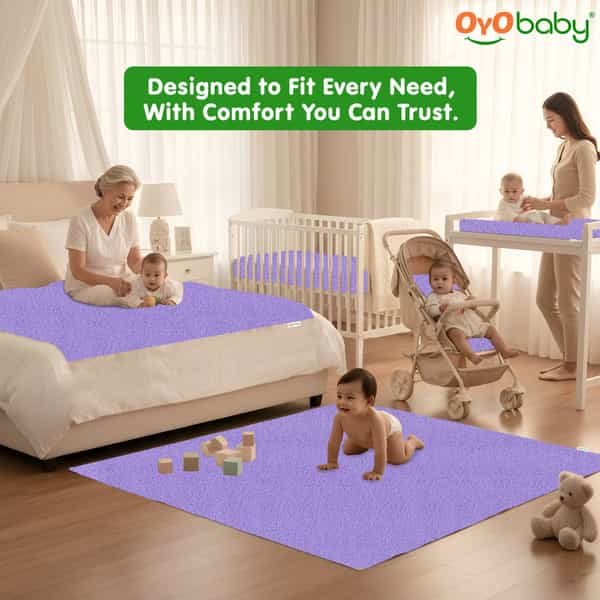 Oyo Baby Waterproof Bed Protector Baby Dry Sheet Medium Violet (70 Cm X 100 Cm)