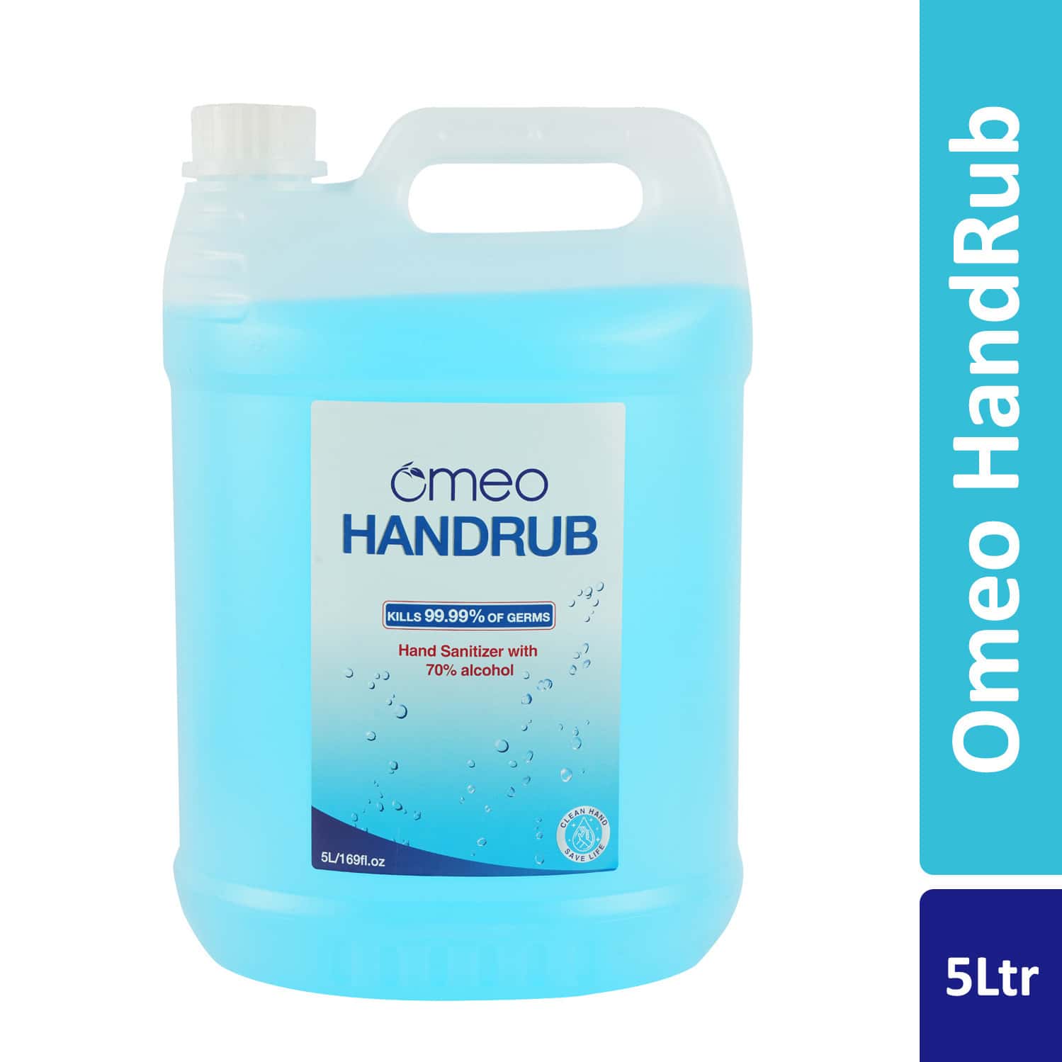 Omeo Handrub Liquid Hand Instant Sanitizer Can | 70% Alcohol - 5 Ltr