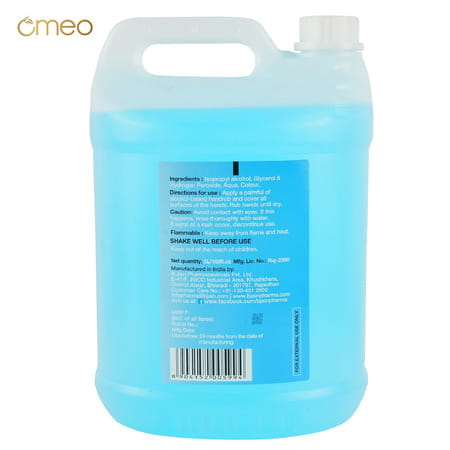 Omeo Handrub Liquid Hand Instant Sanitizer Can | 70% Alcohol - 5 Ltr